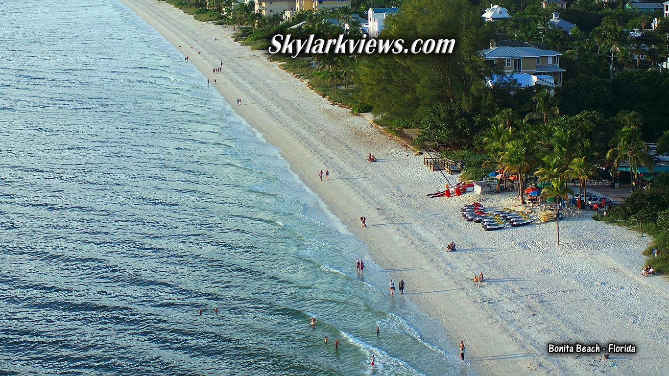 aerial view to people at  beach