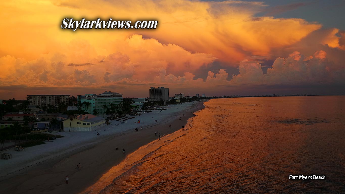 beach and orange sky - sunset view east