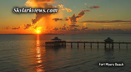 romantic sunset with shiny sky