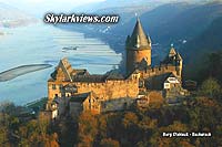 castle at sunset, view above the Rhine