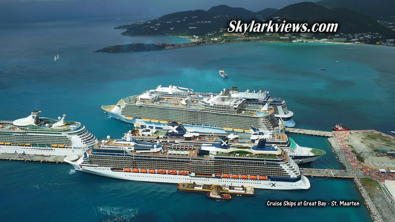 large passenger ships at jetty in a bay