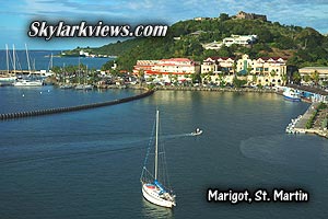 sailboat at bay, fortress on a hill