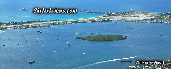 lagoon, many ships and airport runway